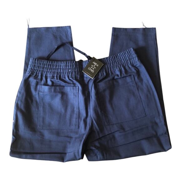Area Stars NWT Women’s Navy Blue Ali Cropped Drawstring Cut Hem Pants Large - Picture 6 of 16